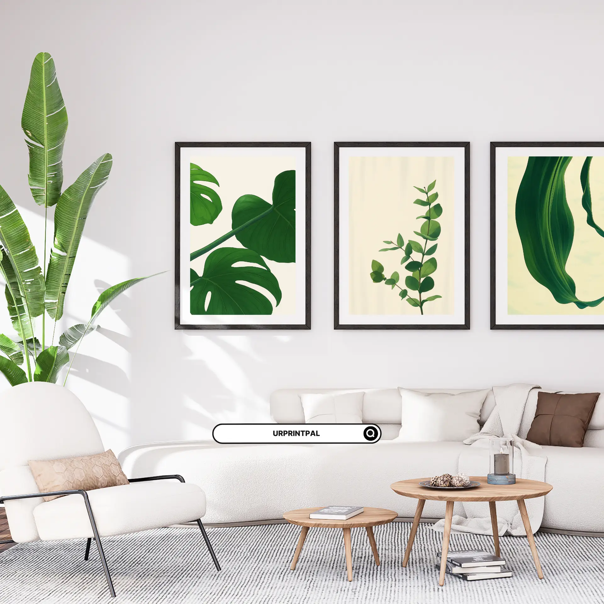 Modern Green Leaf Wall Art Prints