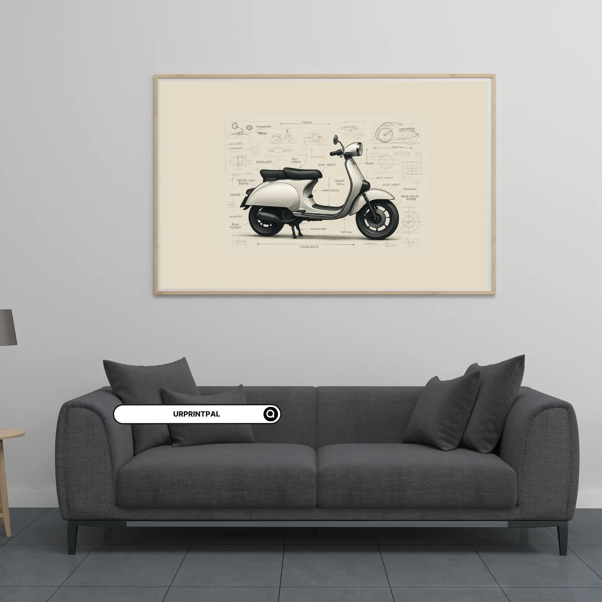 Retro Vespa Scooter Blueprint