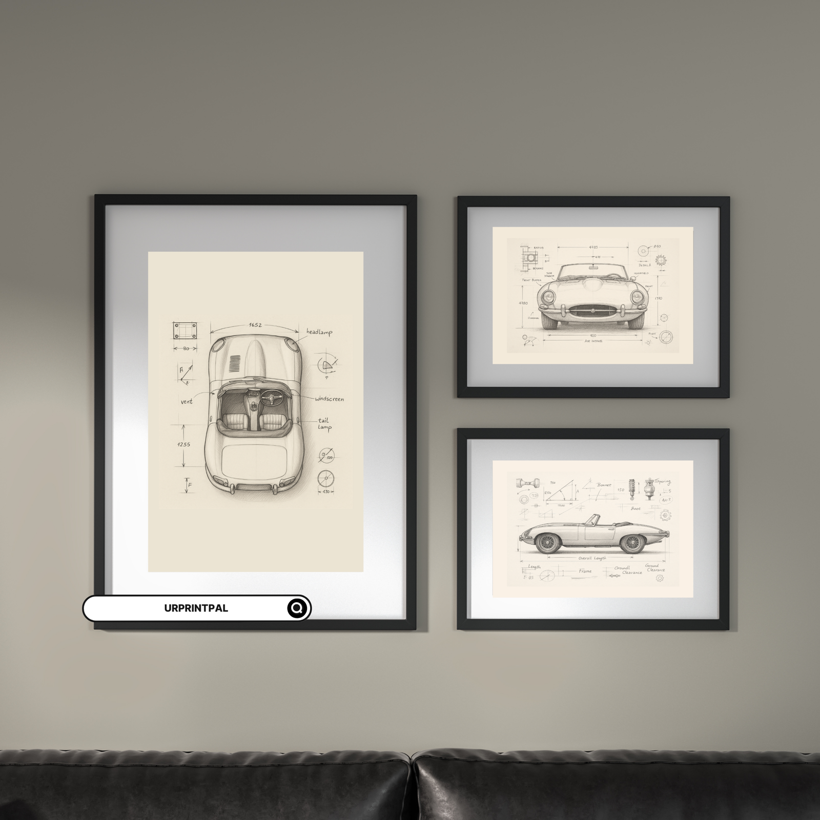 Classic Car Blueprint Wall Art