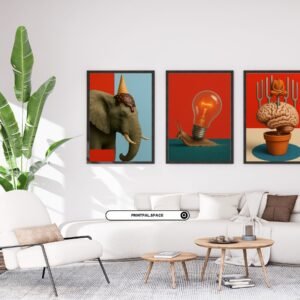 Brain, Desert & Elephant Abstract Poster